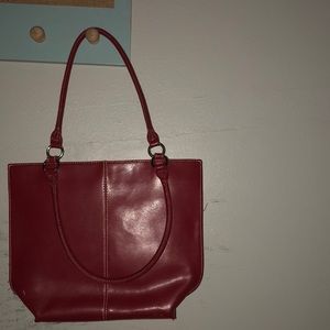 A red leather purse